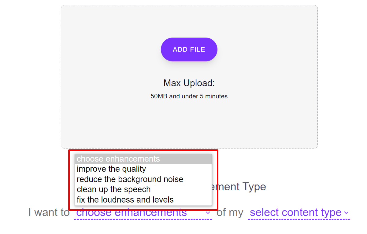 Enhancement types by Audienhancer.ai Enhancement types by Audienhancer.ai