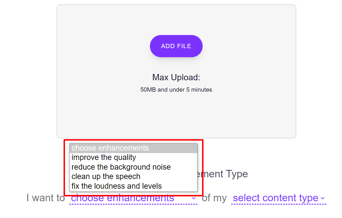 Enhancement types by Audienhancer.ai